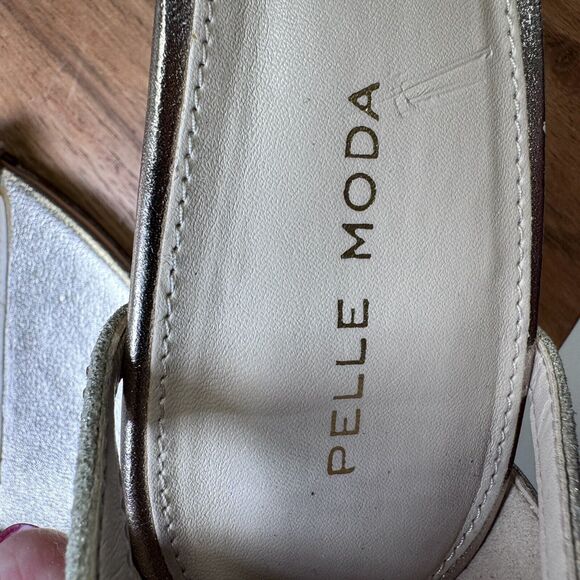 Pelle Moda Vero Cuoio Metallic Rhinestone Ankle Strap Kitten-Heel Size 10 - Picture 7 of 11